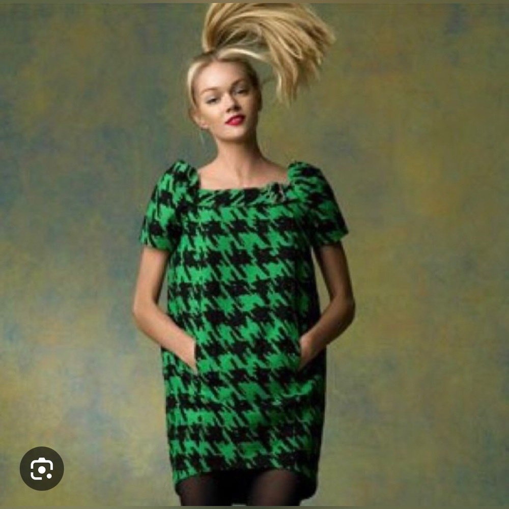 Marc by Marc Jacobs Green and Black Houndstooth Mini Dress